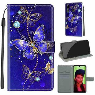 For Huawei P Smart+ 2019 Voltage Colored Drawing Magnetic Clasp Horizontal Flip PU Leather Case with Holder & Card Slots(C11 Blue Golden Chain Butterflies)