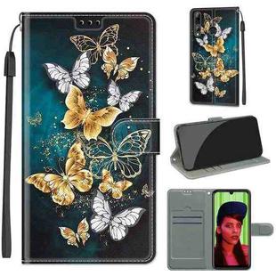 For Huawei P Smart+ 2019 Voltage Colored Drawing Magnetic Clasp Horizontal Flip PU Leather Case with Holder & Card Slots(C20 Gold Silver Flying Butterflies)