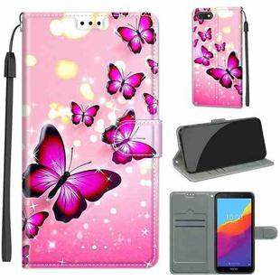 For Huawei Y5 2018 / Honor Play 7 Voltage Colored Drawing Magnetic Clasp Horizontal Flip PU Leather Case with Holder & Card Slots(C03 Gradient Pink Flying Butterflies)