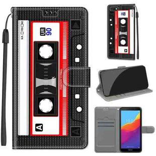 For Huawei Y5 2018 / Honor Play 7 Voltage Colored Drawing Magnetic Clasp Horizontal Flip PU Leather Case with Holder & Card Slots(C10 Black Red Tape)