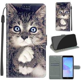 For Huawei Y6 2018 / Honor 7A Voltage Colored Drawing Magnetic Clasp Horizontal Flip PU Leather Case with Holder & Card Slots(C02 Fork Hand White Claw Cat)