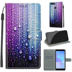 For Huawei Y6 2018 / Honor 7A Voltage Colored Drawing Magnetic Clasp Horizontal Flip PU Leather Case with Holder & Card Slots(C05 Purple Blue Water Drops)