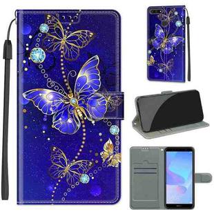 For Huawei Y6 2018 / Honor 7A Voltage Colored Drawing Magnetic Clasp Horizontal Flip PU Leather Case with Holder & Card Slots(C11 Blue Golden Chain Butterflies)
