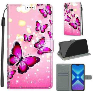 For Honor 8X Voltage Colored Drawing Magnetic Clasp Horizontal Flip PU Leather Case with Holder & Card Slots(C03 Gradient Pink Flying Butterflies)