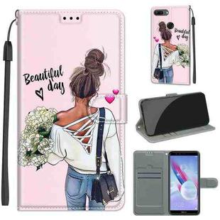 For Honor 9 Lite Voltage Colored Drawing Magnetic Clasp Horizontal Flip PU Leather Case with Holder & Card Slots(C09 Hug Flower)