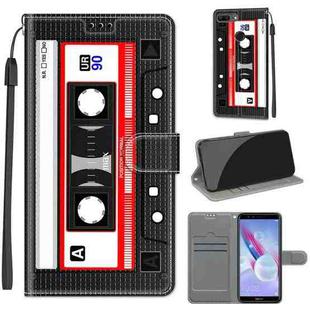 For Honor 9 Lite Voltage Colored Drawing Magnetic Clasp Horizontal Flip PU Leather Case with Holder & Card Slots(C10 Black Red Tape)