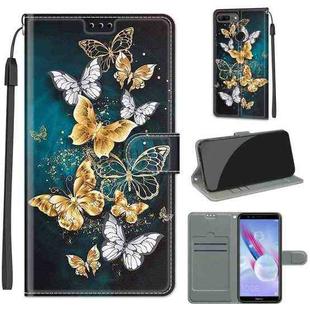 For Honor 9 Lite Voltage Colored Drawing Magnetic Clasp Horizontal Flip PU Leather Case with Holder & Card Slots(C20 Gold Silver Flying Butterflies)