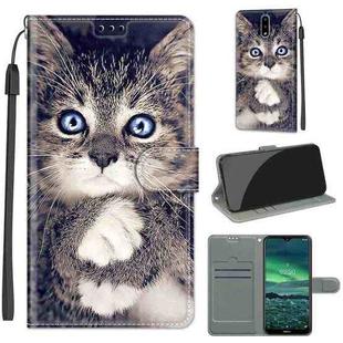 For Nokia 2.3 Voltage Colored Drawing Magnetic Clasp Horizontal Flip PU Leather Case with Holder & Card Slots(C02 Fork Hand White Claw Cat)