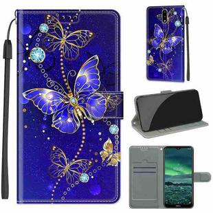 For Nokia 2.3 Voltage Colored Drawing Magnetic Clasp Horizontal Flip PU Leather Case with Holder & Card Slots(C11 Blue Golden Chain Butterflies)