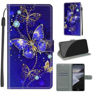 For Nokia 2.4 Voltage Colored Drawing Magnetic Clasp Horizontal Flip PU Leather Case with Holder & Card Slots(C11 Blue Golden Chain Butterflies)