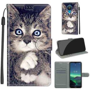 For Nokia 1.4 Voltage Colored Drawing Magnetic Clasp Horizontal Flip PU Leather Case with Holder & Card Slots(C02 Fork Hand White Claw Cat)