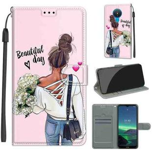 For Nokia 1.4 Voltage Colored Drawing Magnetic Clasp Horizontal Flip PU Leather Case with Holder & Card Slots(C09 Hug Flower)