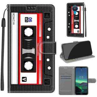 For Nokia 1.4 Voltage Colored Drawing Magnetic Clasp Horizontal Flip PU Leather Case with Holder & Card Slots(C10 Black Red Tape)