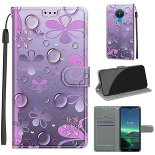 For Nokia 1.4 Voltage Colored Drawing Magnetic Clasp Horizontal Flip PU Leather Case with Holder & Card Slots(C16 Water Drop Six Petal Flower)