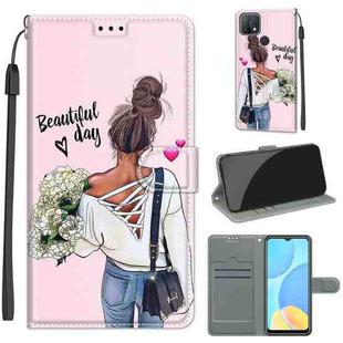 For OPPO A15 / A15s Voltage Coloured Drawing Magnetic Clasp Horizontal Flip PU Leather Case with Holder & Card Slots(C09 Hug Flower)