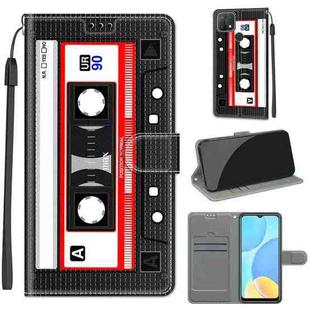 For OPPO A15 / A15s Voltage Coloured Drawing Magnetic Clasp Horizontal Flip PU Leather Case with Holder & Card Slots(C10 Black Red Tape)