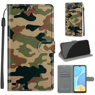 For OPPO A15 / A15s Voltage Coloured Drawing Magnetic Clasp Horizontal Flip PU Leather Case with Holder & Card Slots(C12 Green Yellow Camouflage)