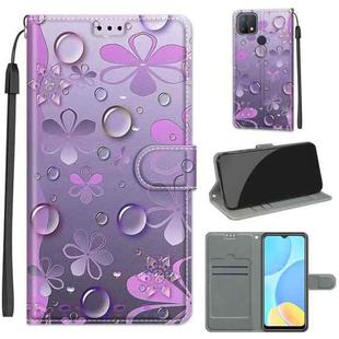 For OPPO A15 / A15s Voltage Coloured Drawing Magnetic Clasp Horizontal Flip PU Leather Case with Holder & Card Slots(C16 Water Drop Six Petal Flower)