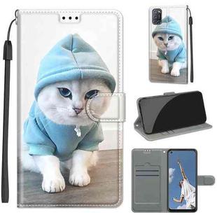 For OPPO A52 / A92 / A72 Voltage Coloured Drawing Magnetic Clasp Horizontal Flip PU Leather Case with Holder & Card Slots(C15 Blue Sweater White Cat)