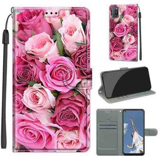 For OPPO A52 / A92 / A72 Voltage Coloured Drawing Magnetic Clasp Horizontal Flip PU Leather Case with Holder & Card Slots(C17 Green Leaf Pink Rose)