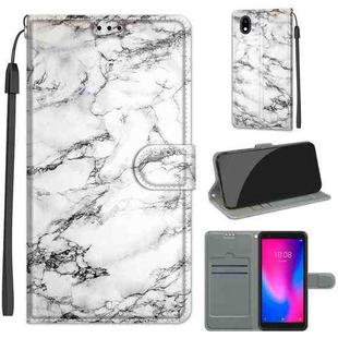 For ZTE A3 2020 Voltage Coloured Drawing Magnetic Clasp Horizontal Flip PU Leather Case with Holder & Card Slots(C01 White Marble)
