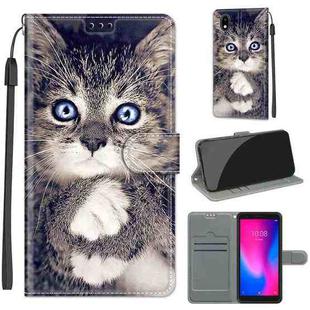 For ZTE A3 2020 Voltage Coloured Drawing Magnetic Clasp Horizontal Flip PU Leather Case with Holder & Card Slots(C02 Fork Hand White Claw Cat)