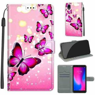 For ZTE A3 2020 Voltage Coloured Drawing Magnetic Clasp Horizontal Flip PU Leather Case with Holder & Card Slots(C03 Gradient Pink Flying Butterflies)