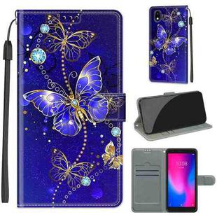 For ZTE A3 2020 Voltage Coloured Drawing Magnetic Clasp Horizontal Flip PU Leather Case with Holder & Card Slots(C11 Blue Golden Chain Butterflies)