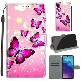 For ZTE A5 2020 Voltage Coloured Drawing Magnetic Clasp Horizontal Flip PU Leather Case with Holder & Card Slots(C03 Gradient Pink Flying Butterflies)