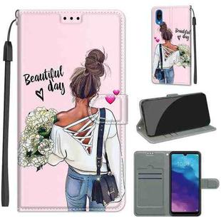 For ZTE A5 2020 Voltage Coloured Drawing Magnetic Clasp Horizontal Flip PU Leather Case with Holder & Card Slots(C09 Hug Flower)