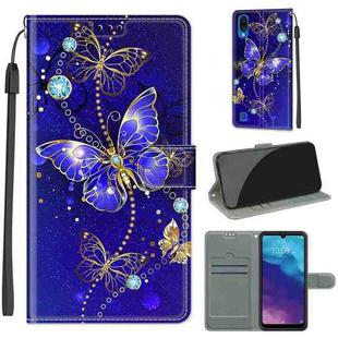 For ZTE A5 2020 Voltage Coloured Drawing Magnetic Clasp Horizontal Flip PU Leather Case with Holder & Card Slots(C11 Blue Golden Chain Butterflies)