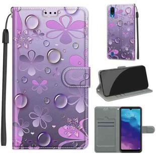 For ZTE A5 2020 Voltage Coloured Drawing Magnetic Clasp Horizontal Flip PU Leather Case with Holder & Card Slots(C16 Water Drop Six Petal Flower)