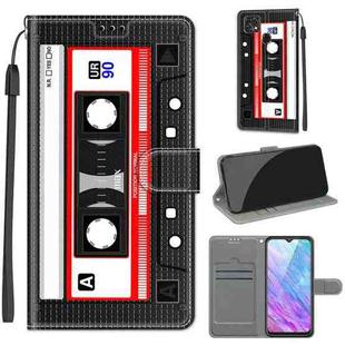 For ZTE Blade 20 Smart Voltage Coloured Drawing Magnetic Clasp Horizontal Flip PU Leather Case with Holder & Card Slots(C10 Black Red Tape)