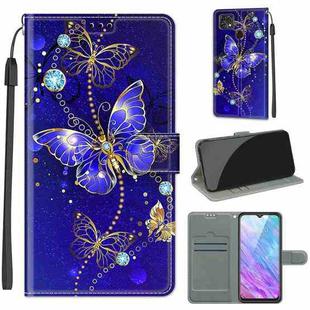 For ZTE Blade 20 Smart Voltage Coloured Drawing Magnetic Clasp Horizontal Flip PU Leather Case with Holder & Card Slots(C11 Blue Golden Chain Butterflies)