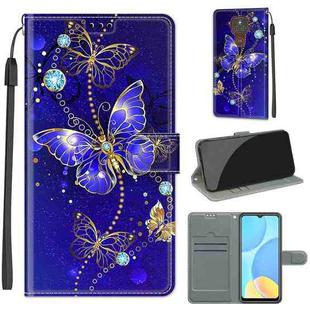 For Motorola Moto E7 Plus/G9 Play/G9 Voltage Coloured Drawing Magnetic Clasp Horizontal Flip PU Leather Case with Holder & Card Slots(C11 Blue Golden Chain Butterflies)