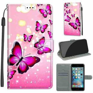 Voltage Colored Drawing Magnetic Clasp Horizontal Flip PU Leather Case with Holder & Card Slots For iPhone 6s / 6(C03 Gradient Pink Flying Butterflies)