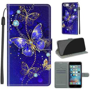 Voltage Colored Drawing Magnetic Clasp Horizontal Flip PU Leather Case with Holder & Card Slots For iPhone 6s / 6(C11 Blue Golden Chain Butterflies)