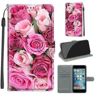 Voltage Colored Drawing Magnetic Clasp Horizontal Flip PU Leather Case with Holder & Card Slots For iPhone 6s / 6(C17 Green Leaf Pink Rose)