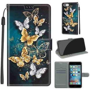 Voltage Colored Drawing Magnetic Clasp Horizontal Flip PU Leather Case with Holder & Card Slots For iPhone 6s / 6(C20 Gold Silver Flying Butterflies)