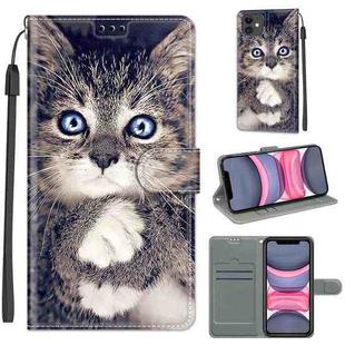 For iPhone 11 Voltage Colored Drawing Magnetic Clasp Horizontal Flip PU Leather Case with Holder & Card Slots (C02 Fork Hand White Claw Cat)