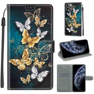 For iPhone 11 Pro Voltage Colored Drawing Magnetic Clasp Horizontal Flip PU Leather Case with Holder & Card Slots (C20 Gold Silver Flying Butterflies)