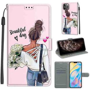 For iPhone 11 Pro Max Voltage Colored Drawing Magnetic Clasp Horizontal Flip PU Leather Case with Holder & Card Slots (C09 Hug Flower)
