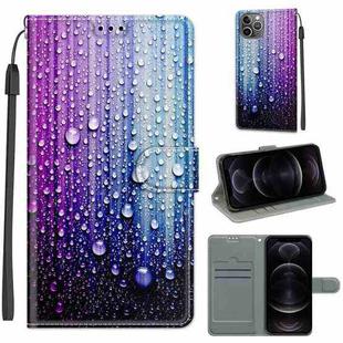 For iPhone 12 / 12 Pro Voltage Colored Drawing Magnetic Clasp Horizontal Flip PU Leather Case with Holder & Card Slots(C05 Purple Blue Water Drops)