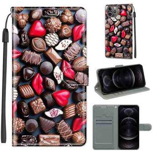 For iPhone 12 / 12 Pro Voltage Colored Drawing Magnetic Clasp Horizontal Flip PU Leather Case with Holder & Card Slots(C06 Red Lip Chocolate)