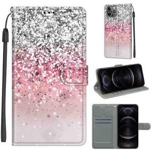 For iPhone 12 / 12 Pro Voltage Colored Drawing Magnetic Clasp Horizontal Flip PU Leather Case with Holder & Card Slots(C13 Silver Pink Glitter)