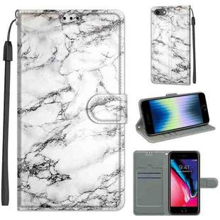 For iPhone SE 2022 / SE 2020 / 8 / 7 Voltage Colored Drawing Magnetic Clasp Horizontal Flip PU Leather Case with Holder & Card Slots(C01 White Marble)