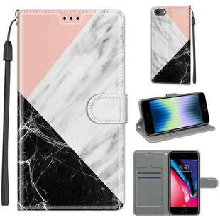 For iPhone SE 2022 / SE 2020 / 8 / 7 Voltage Colored Drawing Magnetic Clasp Horizontal Flip PU Leather Case with Holder & Card Slots(C07 Pink White Black)