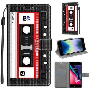 For iPhone SE 2022 / SE 2020 / 8 / 7 Voltage Colored Drawing Magnetic Clasp Horizontal Flip PU Leather Case with Holder & Card Slots(C10 Black Red Tape)