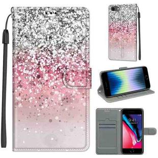 For iPhone SE 2022 / SE 2020 / 8 / 7 Voltage Colored Drawing Magnetic Clasp Horizontal Flip PU Leather Case with Holder & Card Slots(C13 Silver Pink Glitter)