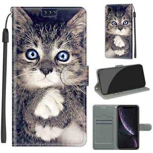 For iPhone XR Voltage Colored Drawing Magnetic Clasp Horizontal Flip PU Leather Case with Holder & Card Slots(C02 Fork Hand White Claw Cat)